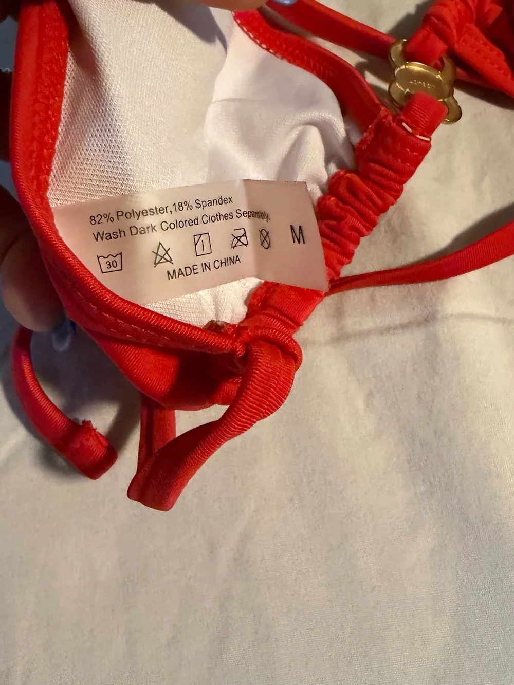 H&M Red Triangle Bikini Set with Gold Accent
